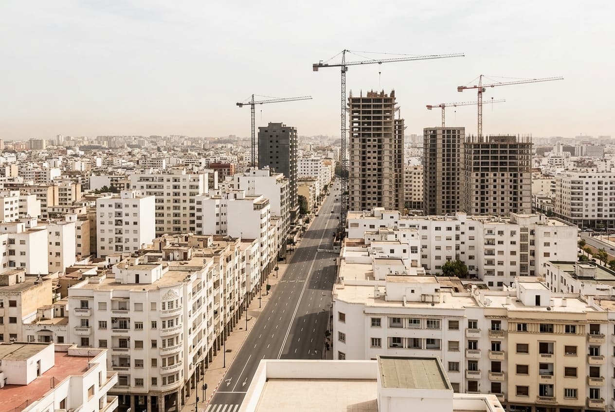 Programmes immobiliers en construction à Casablanca avec un tableau de suivi commercial