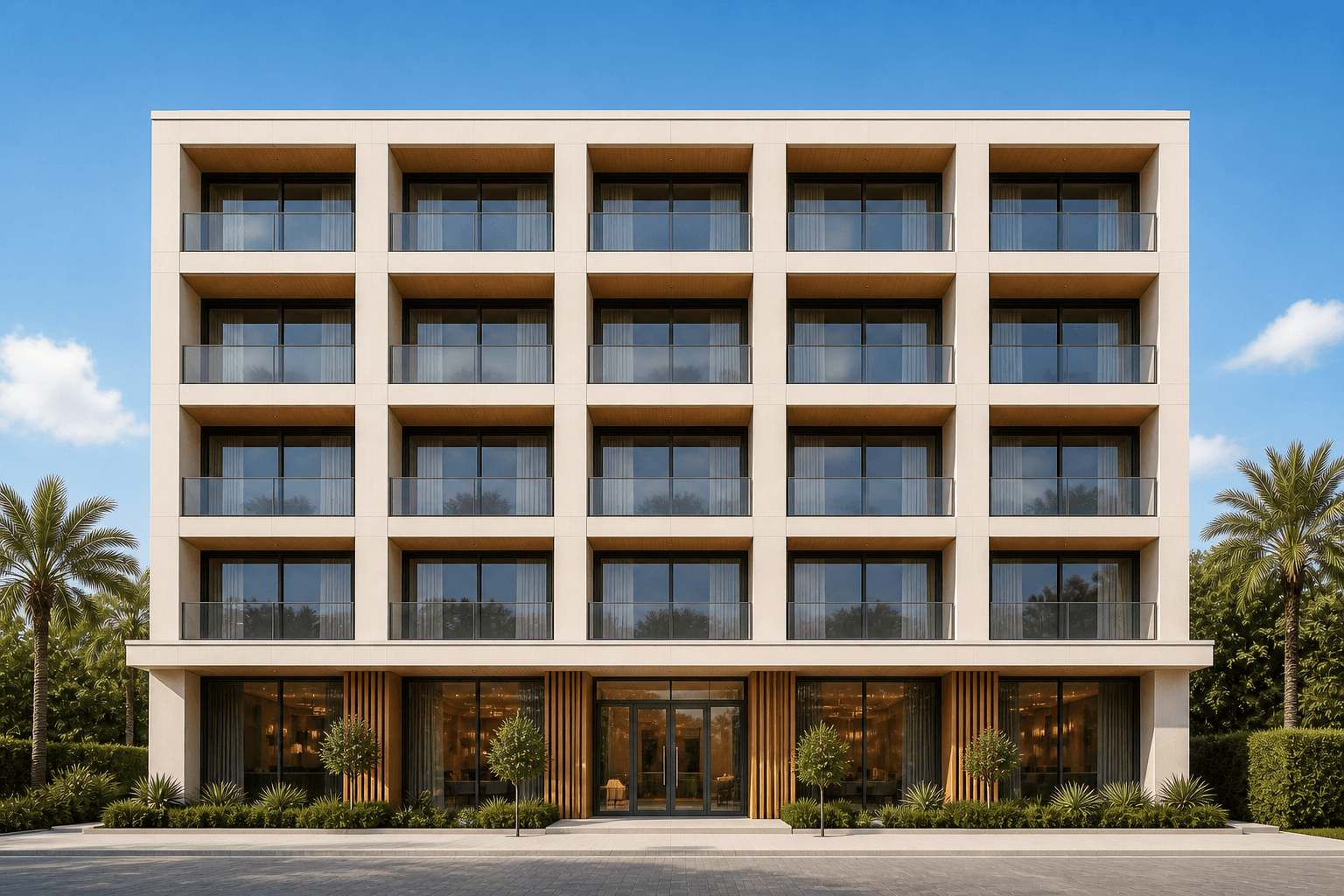 Façade d’un programme immobilier associée à une grille de disponibilité des lots