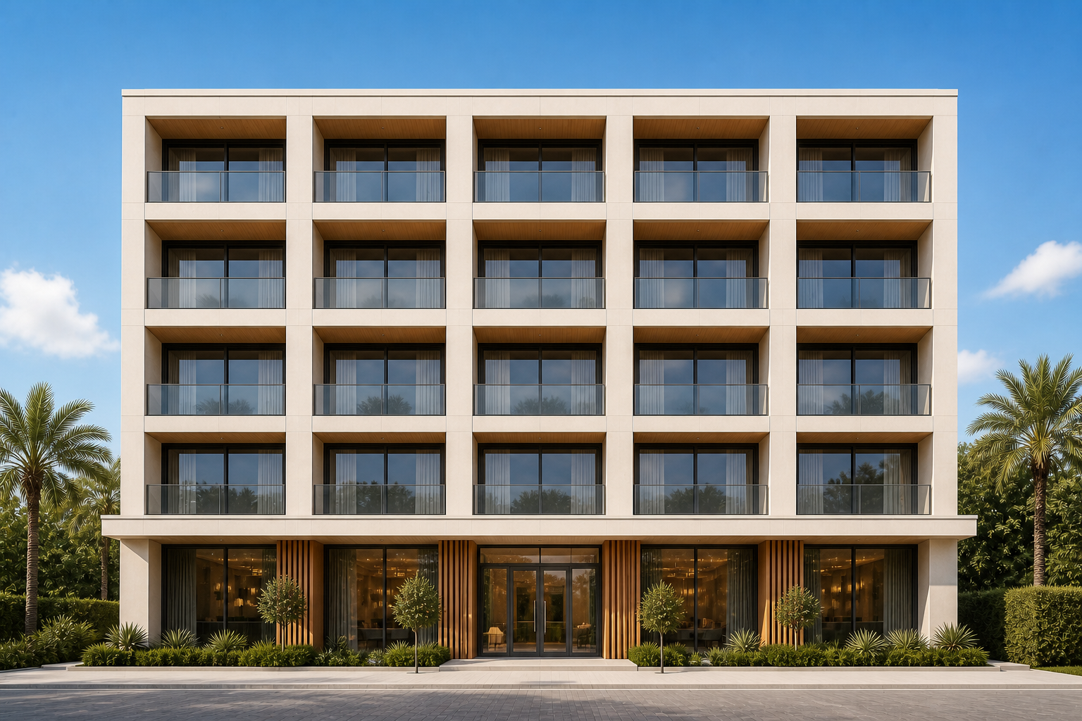 Façade réaliste du bâtiment B du programme immobilier